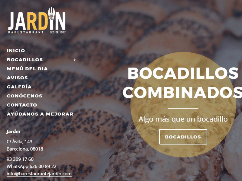 Web Jardín Bar Restaurante